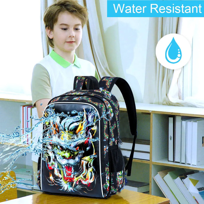 17 Inch Dinosaur Backpack Set For Teens Water Resistant With Lunch Bag