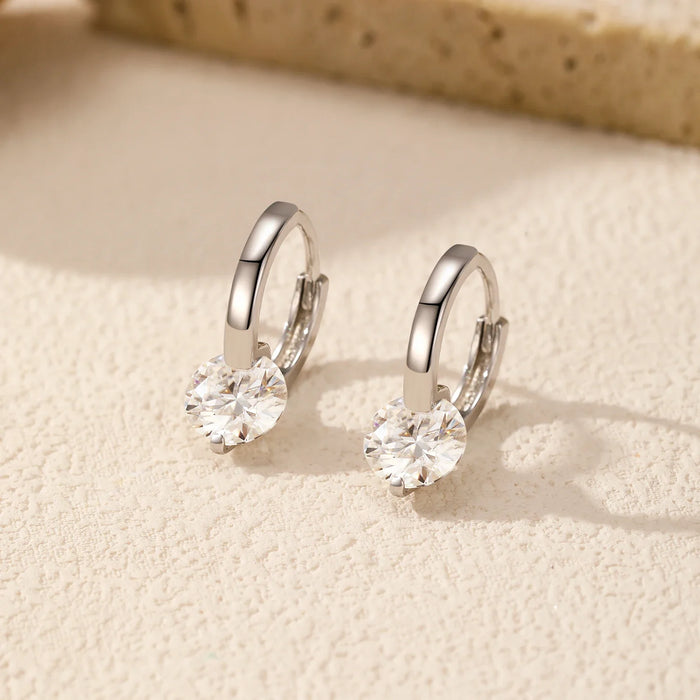 925 Sterling Silver 1.0Ct D Colour Moissanite Hoop Earrings In For Women