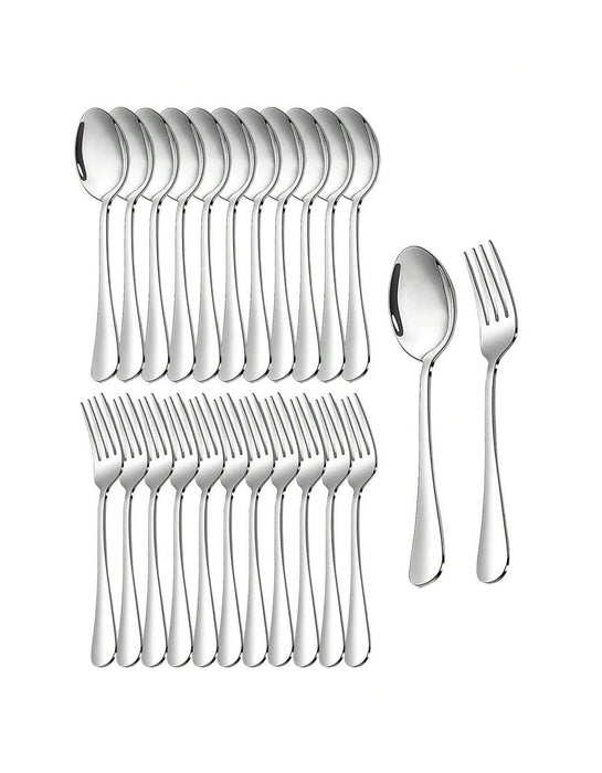 2 / 8 / 12 / 24 Piece Stainless Steel Fork & Spoon Set For Home Restaurant Wedding Party Kitchen
