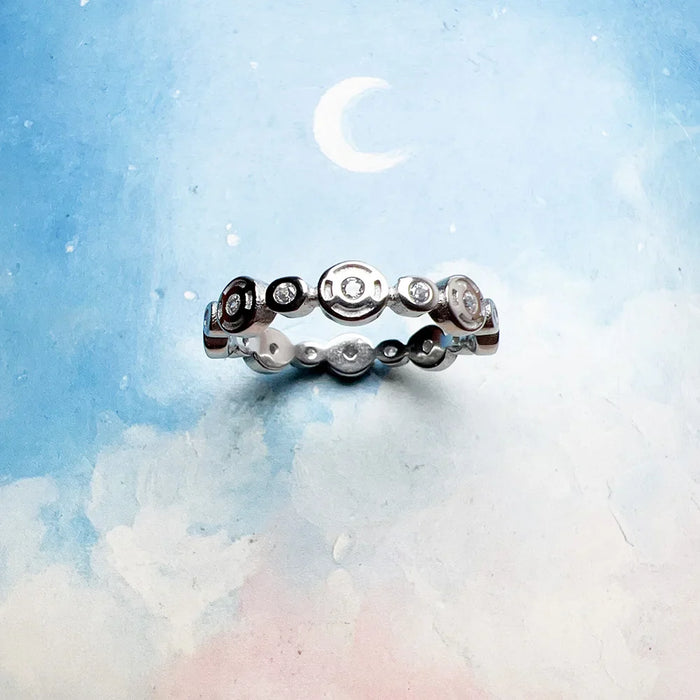 925 Sterling Silver Round White Stone Ring Fine Jewelry For Women Trend