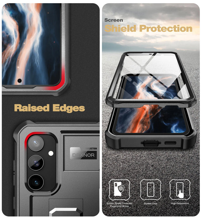 For Samsung Galaxy S23 Fe 360 Full Body Bumper Military Grade Armor Shockproof Shell Case Bracket With Built In Screen Protector