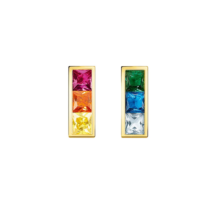 925 Sterling Silver Colourful Stone Stud Earrings