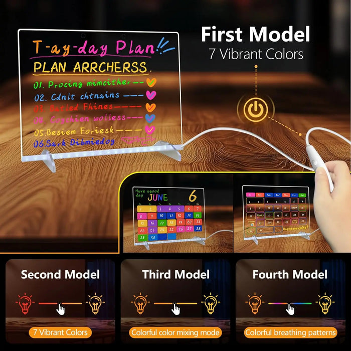 Colourful Led Dry Erase Board 13.7X10 4 Modes Adapter & Chain