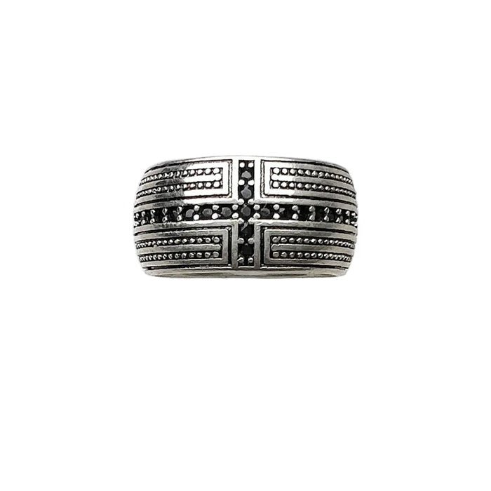 925 Sterling Silver Black Cz Cross Ring Europe Style Fine Jewelry For Men & Women