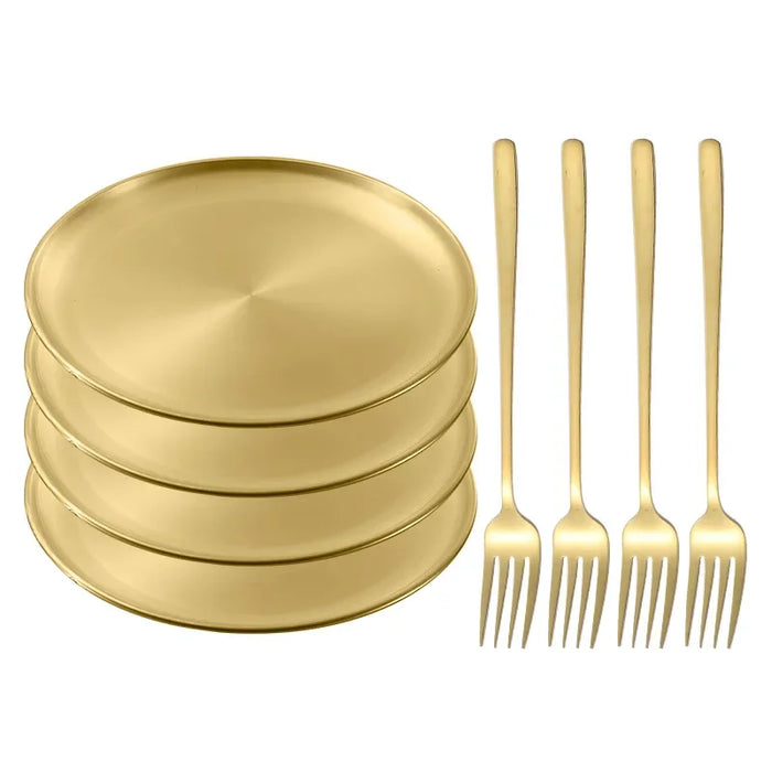 8 Piece Korean Style Stainless Steel Dining Set