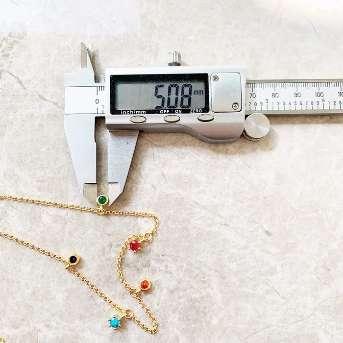 925 Sterling Silver Bohemian Necklace With Colourful Stones Fine Jewelry For Women European Style Golden Link Chain