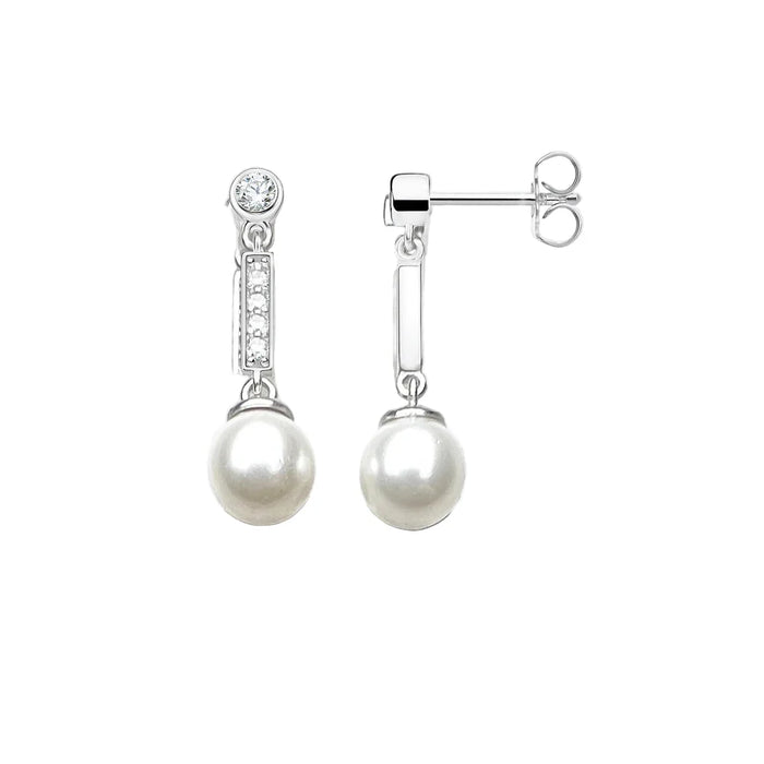 925 Sterling Silver Shimmering Cultured Pearl Earrings Women