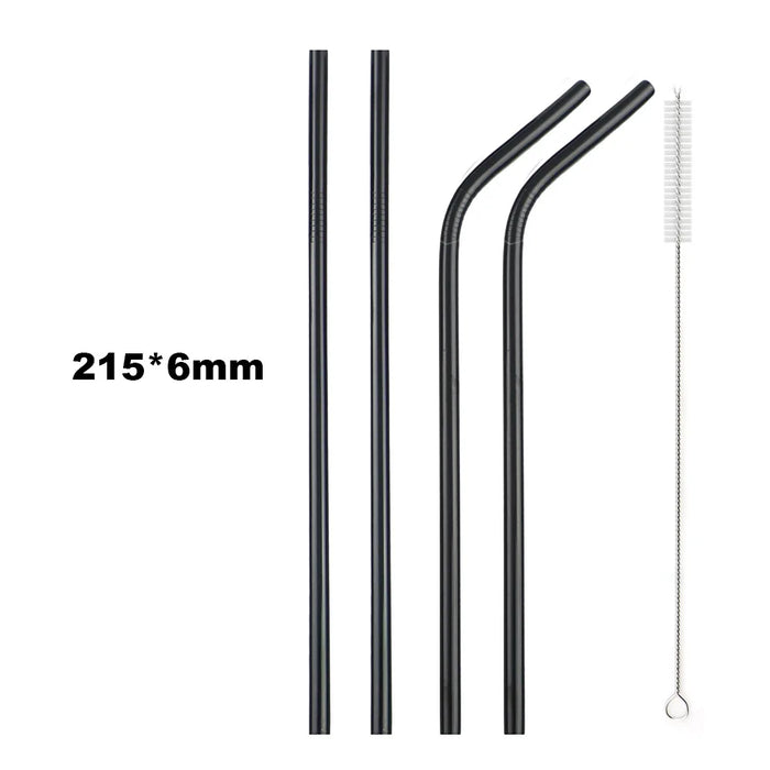 Stainless Steel Reusable Drinking Straws With Cleaning Brush