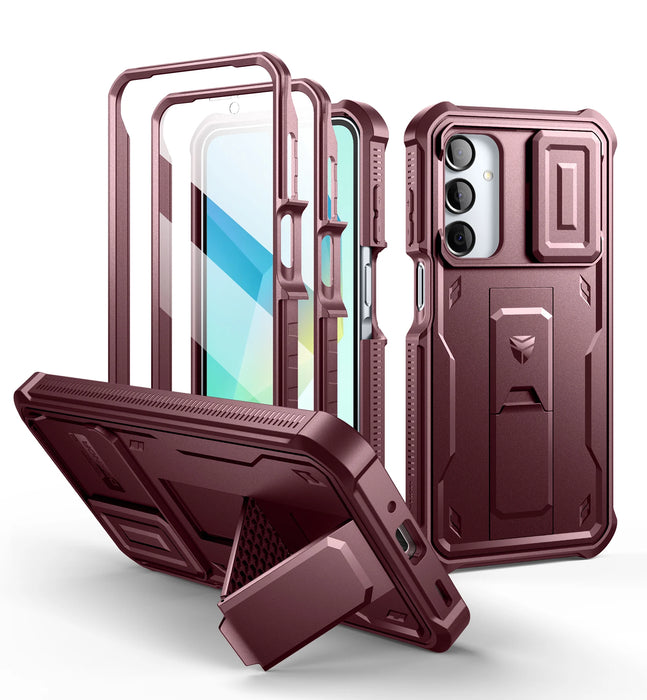 For Samsung Galaxy A16-5G Heavy Duty Military Grade Protection Shockproof Case With Bulit-In Magnetic Slide Camera Case