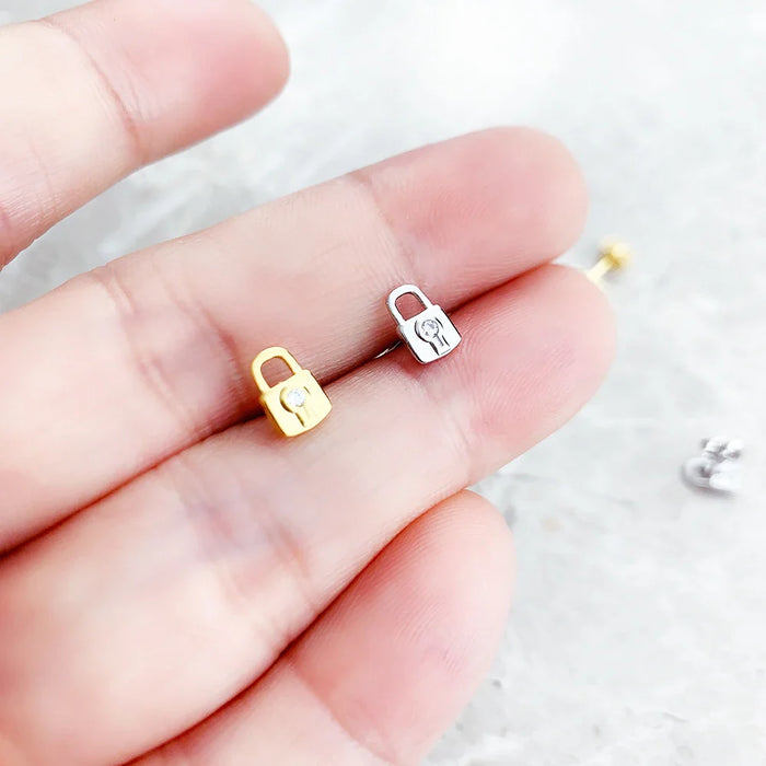 925 Sterling Silver Ear Stud Lock Handcrafted Gift For Women