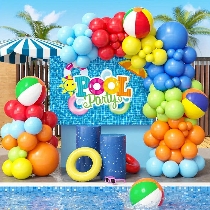 128Pcs Summer Pool Themed Balloon Wreath Arch Set Beach Party Hawaii Holiday Birthday Party Graduation Party Decoration