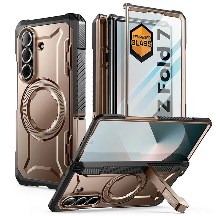For Samsung Galaxy Z Fold 7 Ub Grip Anti-Scratch Heavy Duty Rugged Magnetic Phone Case With Screen Protector