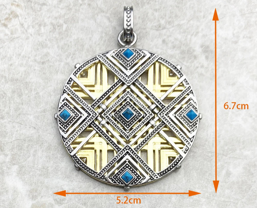 925 Sterling Silver Aztec Tiger Chakra Amulet Pendant Mythical Compass Jewelry For Women & Men