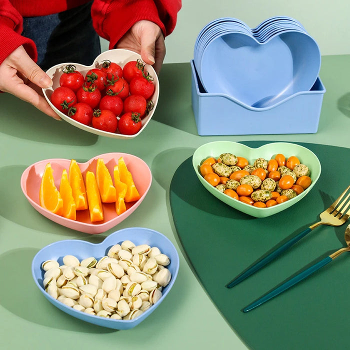 6 Piece Heart Shaped Plate Storage Box For Snacks And Dried Fruit