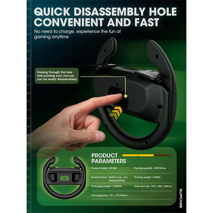 For Nintendo Switch 2 2025 Racing Games Accessories Joycon Controller Steering Wheel Grip Set