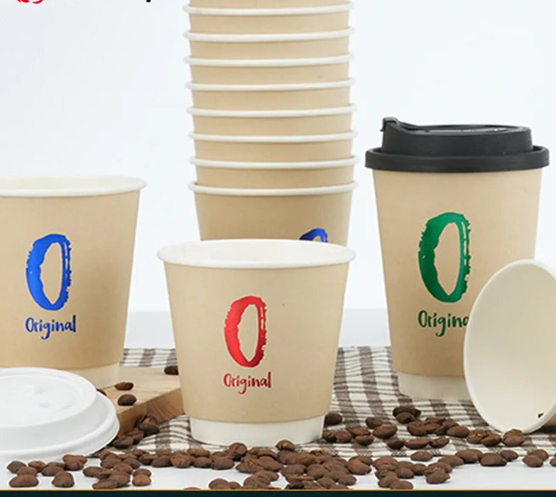 25 Piece Bamboo Double Wall Paper Cups For Hot / Cold Drinks Natural & Eco Friendly