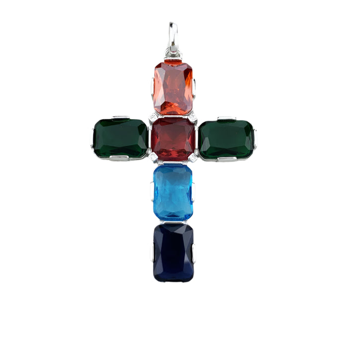 925 Sterling Silver Large Cross Pendant With Stars Jewelry For Women