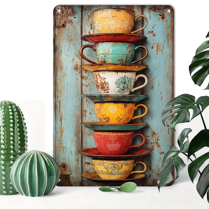 Retro Metal Coffee Cup Sign Multi-Purpose Wall Decor