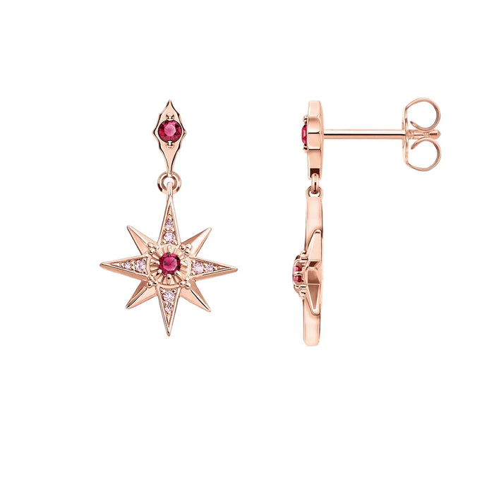 925 Sterling Silver Delicate Pink Star Earrings Dreamy European Fashion Jewelry For Women