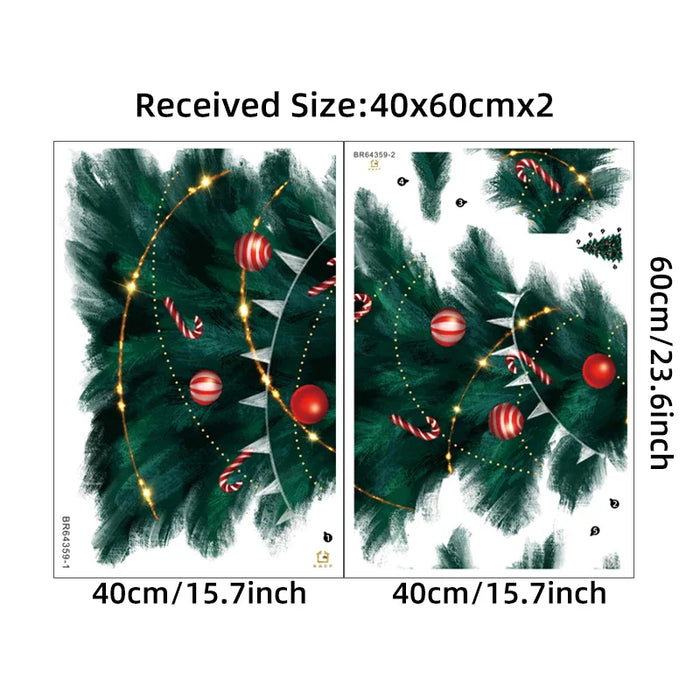 95Cm Deep Green Christmas Tree Wall Stickers For Festive Decor