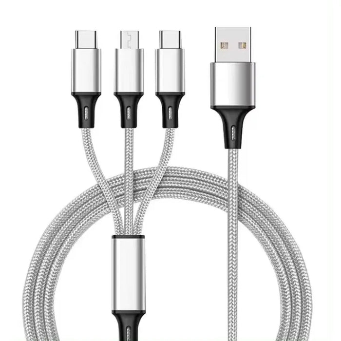 3 In 1 Nylon Braided 1.2M Fast Charging Cable