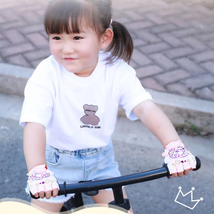 Breathable Half Finger Cycling Gloves For Kids Anti Slip Thin & Comfortable Spring / Summer Bike Riding Gear