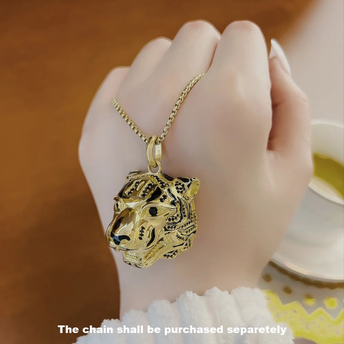 925 Sterling Silver Golden Tiger Pendant Rebel Jewelry For Men & Women