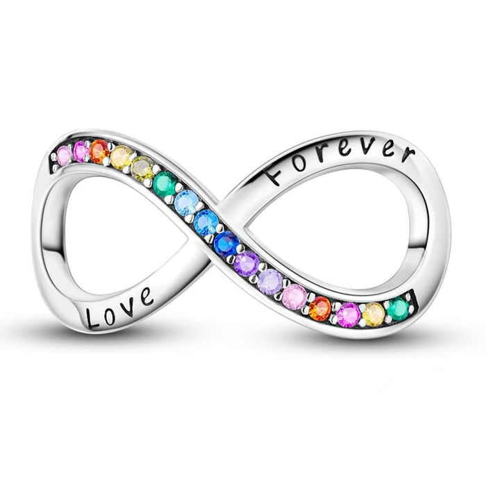 925 Sterling Silver Love Forever Charms Pendant Fits Bracelet Women Diy Gift