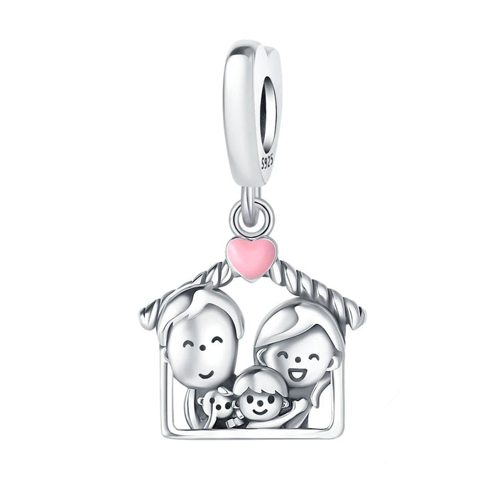 925 Sterling Silver Family Forever Pendant Fits Bracelets Diy