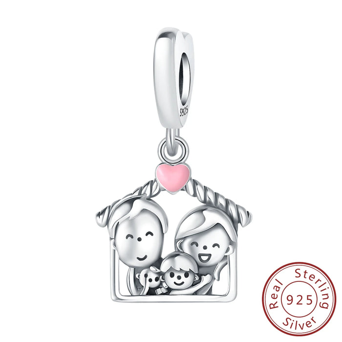 925 Sterling Silver Family Forever Pendant Fits Bracelets Diy