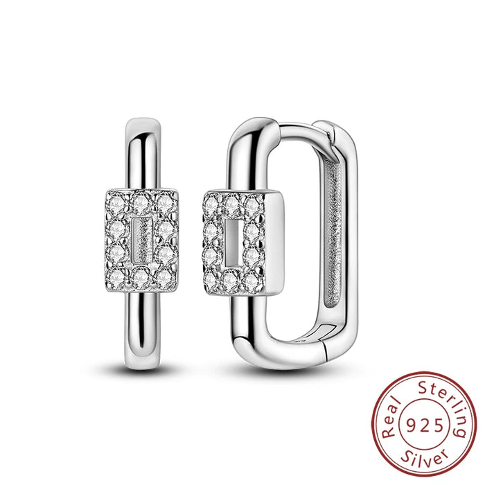 925 Sterling Silver Square Hoop Earrings For Women Simple & Elegant