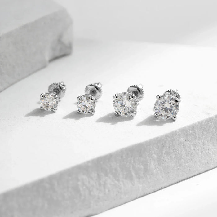 925 Sterling Silver 1Ct D-Colour Moissanite Stud Earrings In0.5Ct Lab Diamond Wedding Jewelry