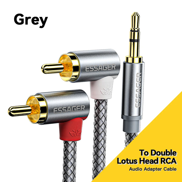 90° Rca Cable Jack 3.5 To Rca Audio Cable 3.5Mm Jack To 2Rca Male Splitter Aux Cord For Tv Pc Amplifier Dvd Speaker Wire