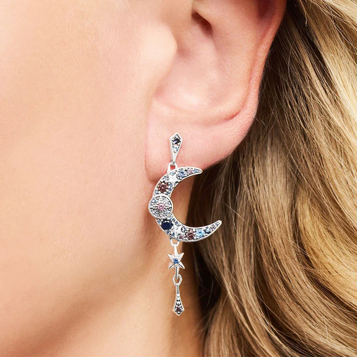 925 Sterling Silver Bohemian Moon Earrings For Women