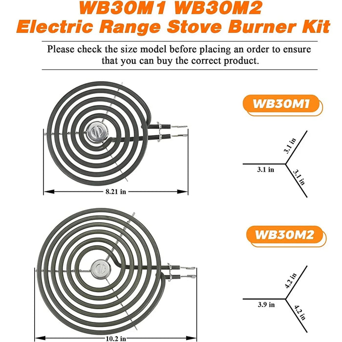 Wb30M1 Wb30M2 Electric Stove Burner Replacement Range Stove Top Surface Element Burner 2 6-Inch Ers30M1 2 8-Inch Ers30M2