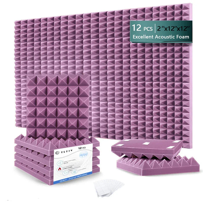 12 Pieces Acoustic Sound Proof Foam Panels For Wall Decor Door Ceiling Isolation