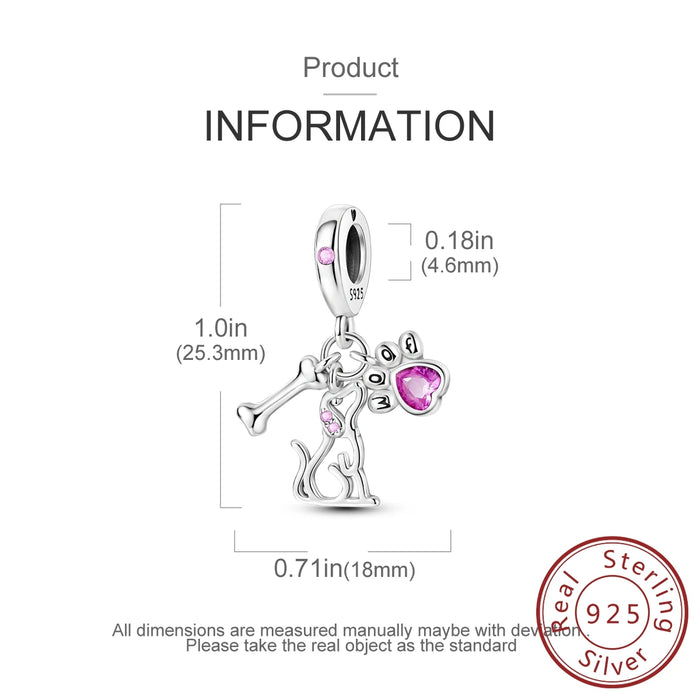 925 Sterling Silver Puppy Claw Bone Pendant For Women Diy Gift