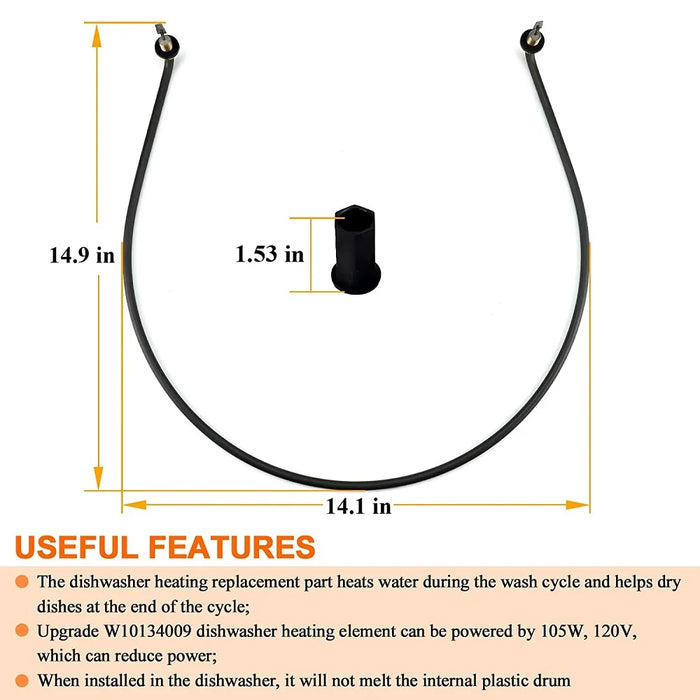 W10518394 Ap5690151 Dishwasher Heating Element Compatible With Kenmore Whirlpool Kitchen-Aid Dishwasher Ps8260087 W10518394Vp