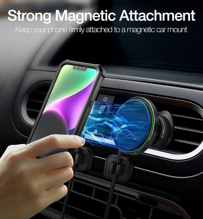 For Iphone 14 / 13 Magsafe Shockproof Rugged Bumper Case Protective With Built In Screen Protector