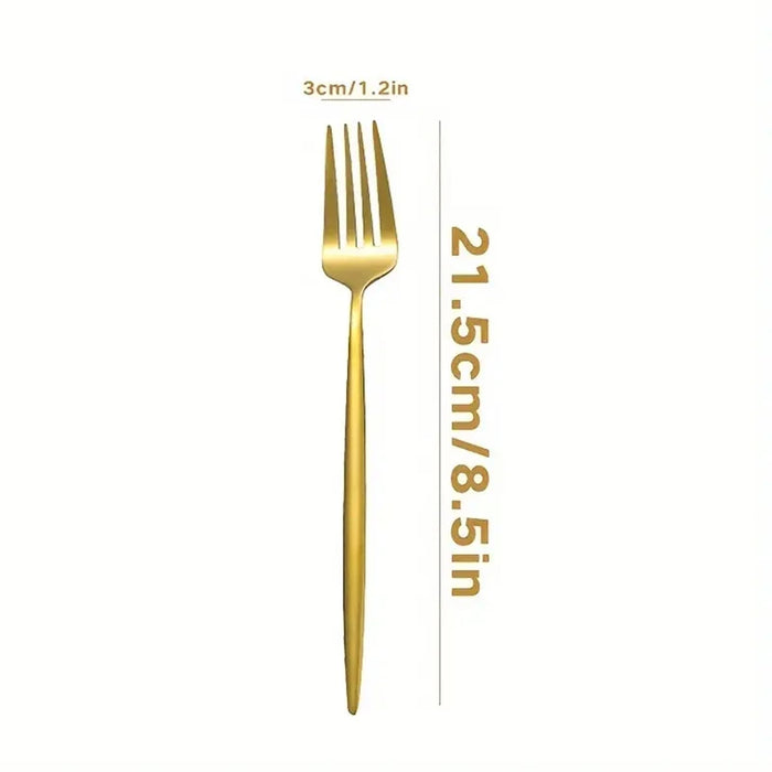8 / 12 / 16 Piece Stainless Steel Gold Dinner Fork Set For Restaurant Or Banquet