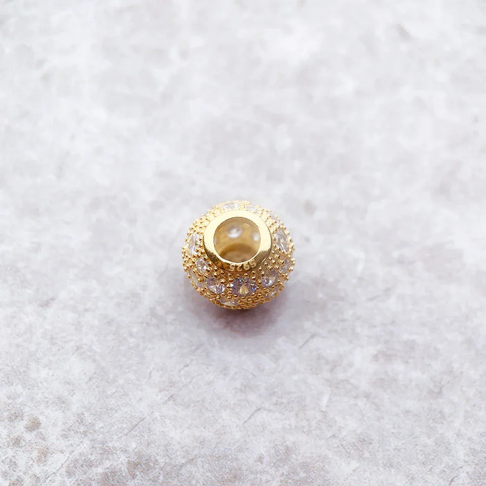 925 Sterling Silver Crushed Pave Golden Beads Diy Jewelry Accessory