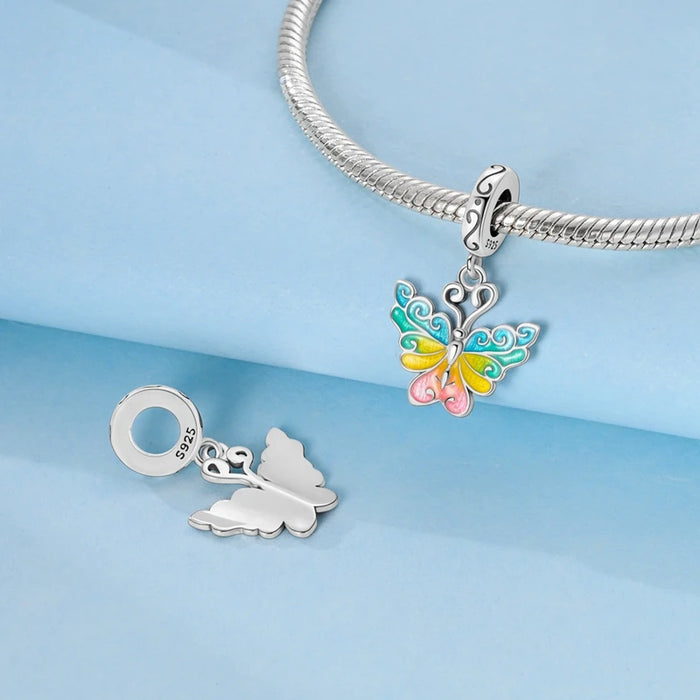 925 Sterling Silver Butterfly Pendant Fits Bracelet Diy Gift For Women