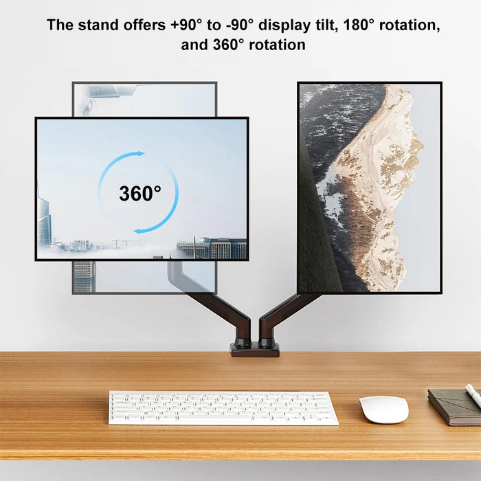 Dual Monitor Desk Mount Adjustable Height And Angle Monitor Arm Desk Stand Display Bracket For 13 To 32 Inch Computer Screens