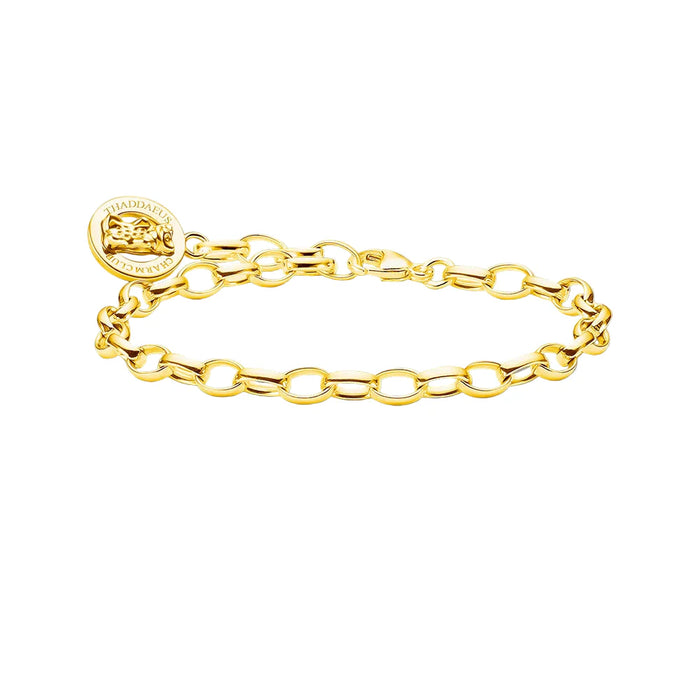 925 Sterling Silver Gold Plated Link Chain Charm Bracelet Cute For Women & Men Fine Jewelry Accessory