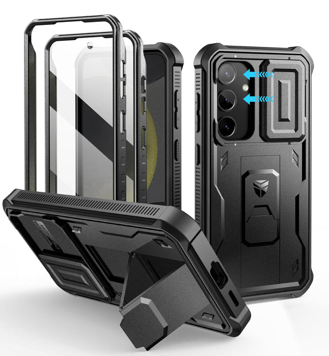 For Samsung Galaxy S24 6.2 Inch Full Body Rugged Case Built-In Screen Protector Kickstand With Built-In Slide Camera Case