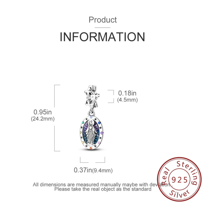 925 Sterling Silver Our Lady Of Mercy Pendant Fits Bracelet Diy Gift For Women