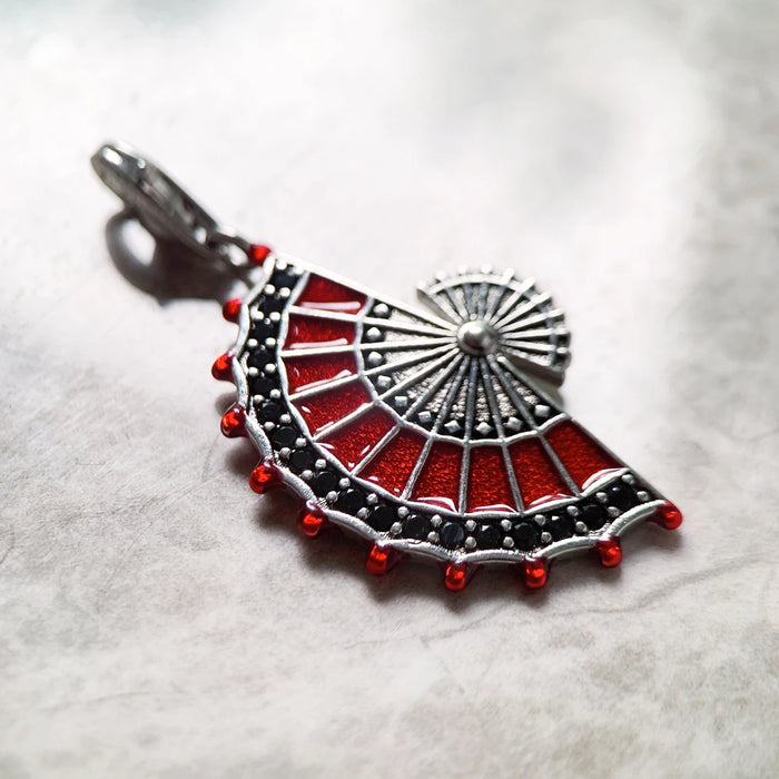 925 Sterling Silver Red Fan Spring Pendant Fashion Jewelry For Women