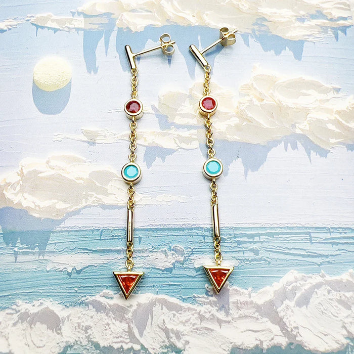 925 Sterling Silver Colourful Drop Earrings Lucky Romantic Gift For Women