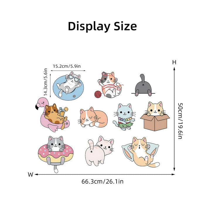 Adorable Cartoon Cat Wall Decals For Kids Room Decor