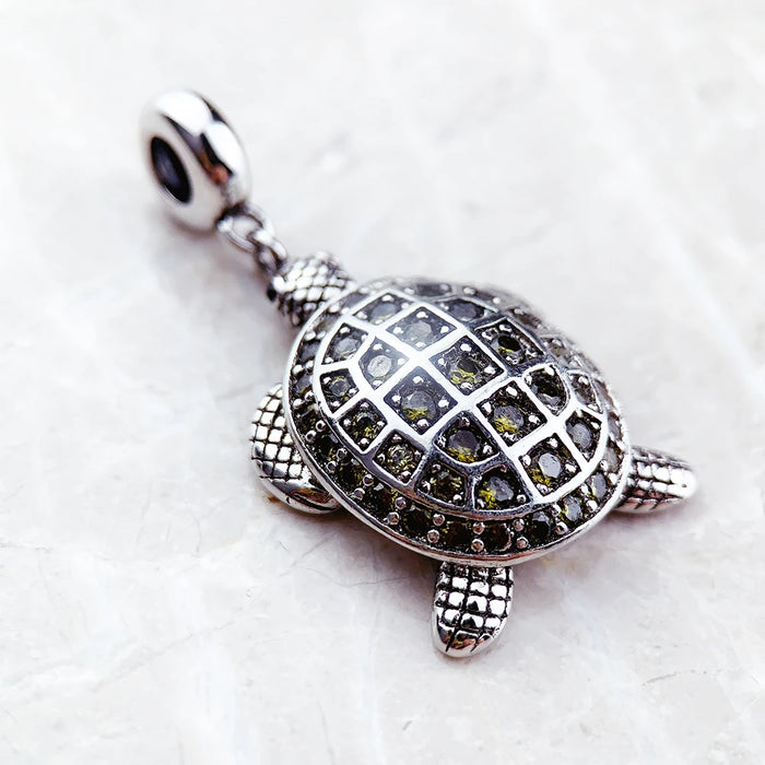 925 Sterling Silver Green Turtle Pendant Fashion Jewelry Gift For Women & Men